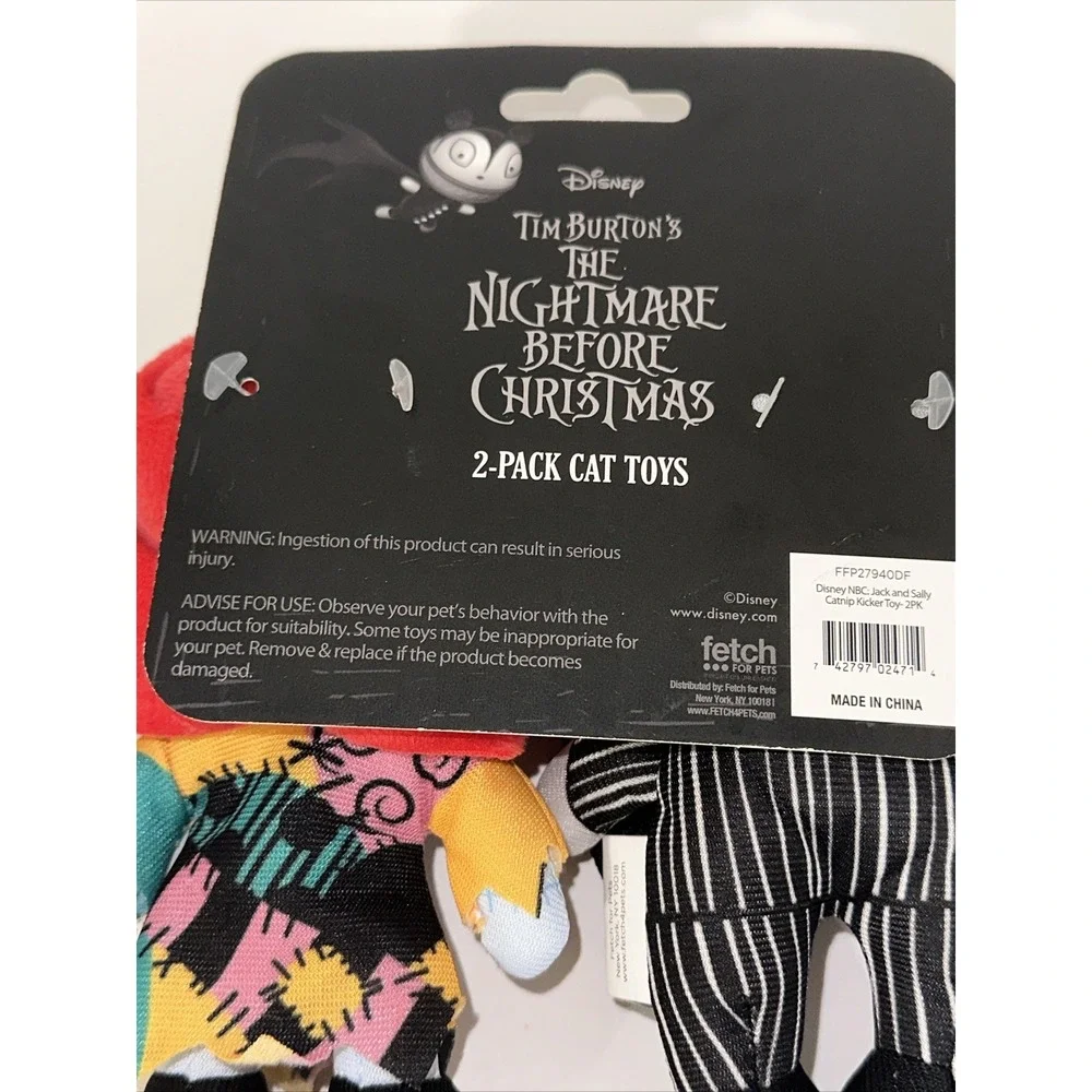 Disney‎ Nightmare Before Christmas Jack & Sally Catnip Plush Cat Toys 2-Pack NEW